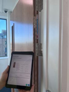 Fire door inspection image at London student accommodation - case study image. Multi-Occupancy fire safety.